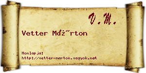 Vetter Márton névjegykártya